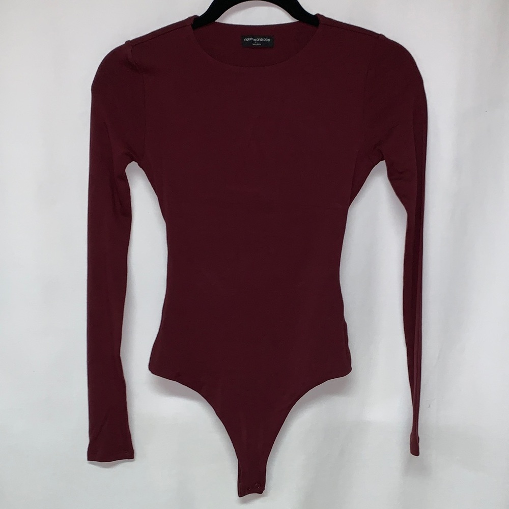 Naked Wardrobe Burgundy Long Sleeve Bodysuit